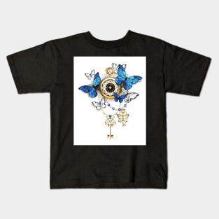 Antique clock with butterflies Kids T-Shirt